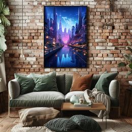 Futuristic Cityscape At Twilight Poster