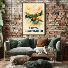 Bristol Beaufighter WWII Vintage Aviation Art Poster