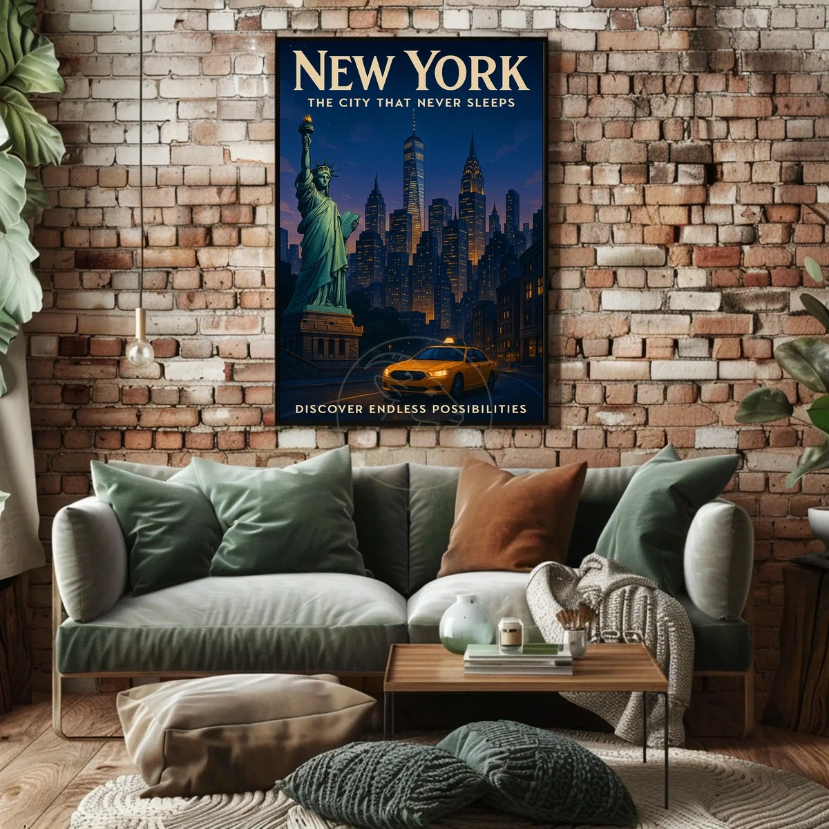 New York City Skyline with Statue of Liberty Urban Poster