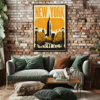 New York City Skyline Silhouette Poster Vintage Wall Art