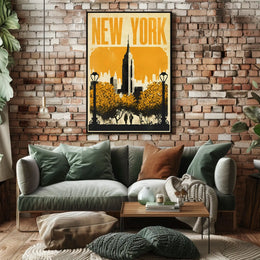 New York City Skyline Silhouette Poster Vintage Wall Art
