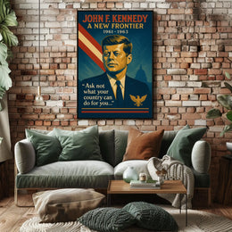 JFK Vintage Patriotic Poster with Inspirational Quote