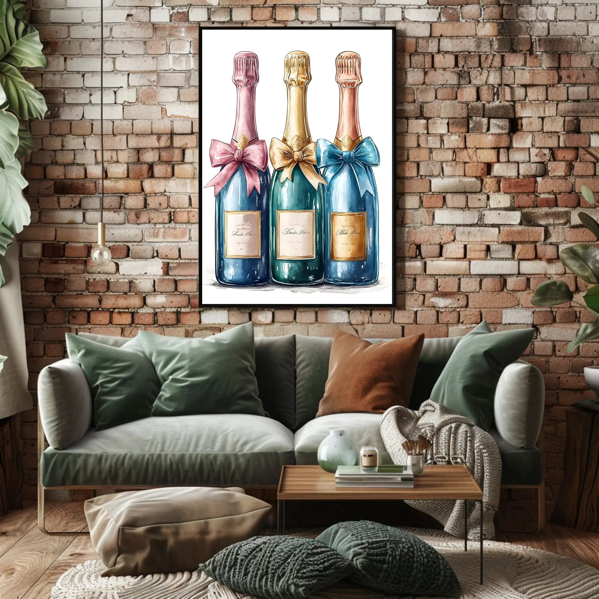 Celebration Bottles Elegant Wall Art Print