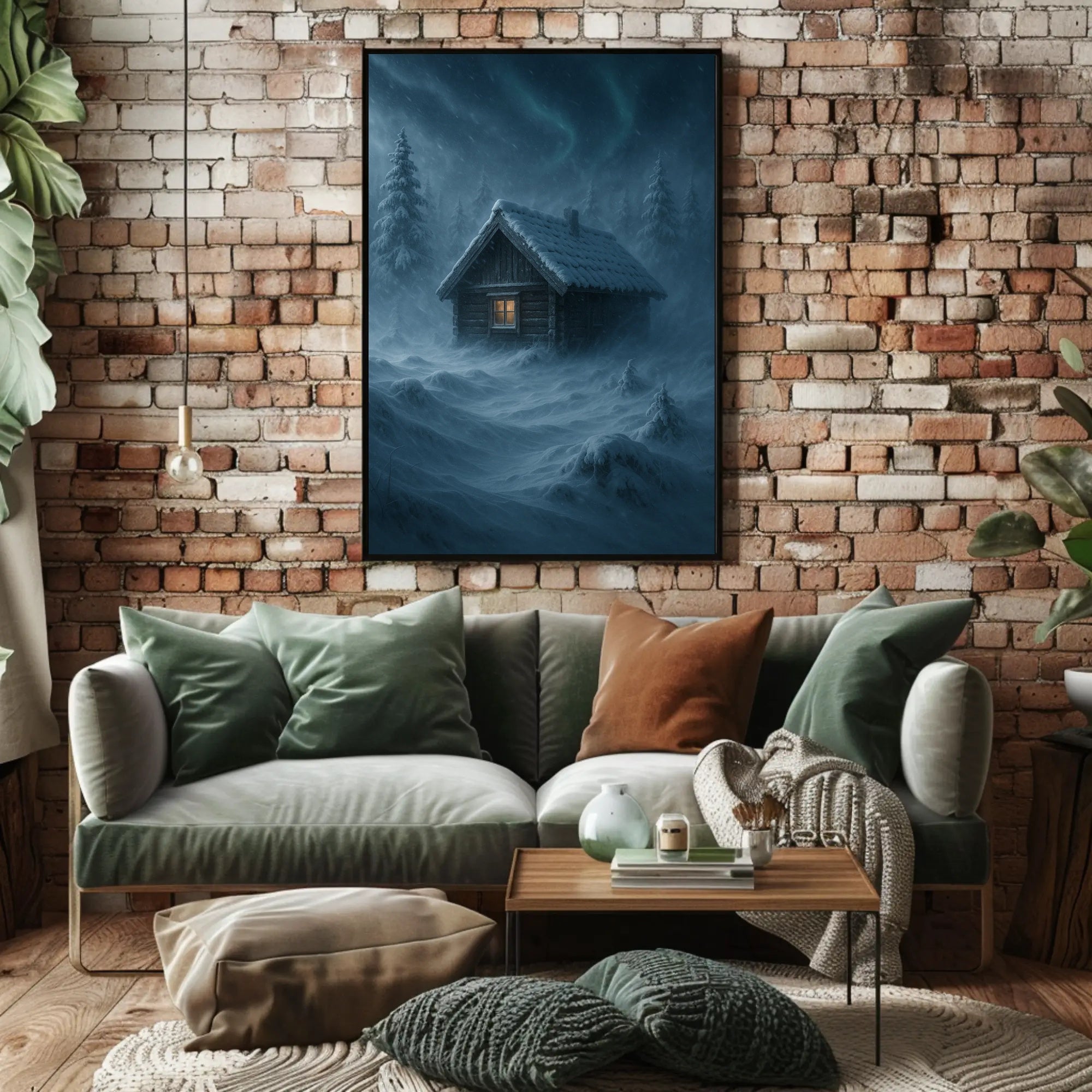 Winter Cabin in a Mystical Forest Fantasy Poster