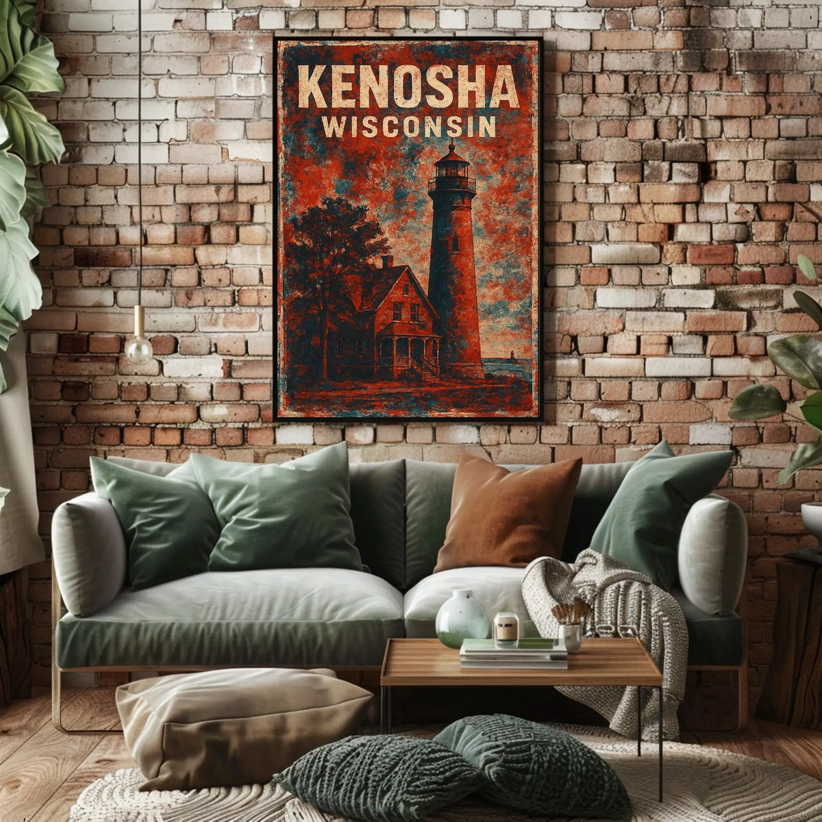 Kenosha Lighthouse Wisconsin Maritime Realism Decor Poster