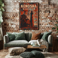 Kenosha Lighthouse Wisconsin Maritime Realism Decor Poster