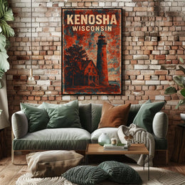 Kenosha Lighthouse Wisconsin Maritime Realism Decor Poster