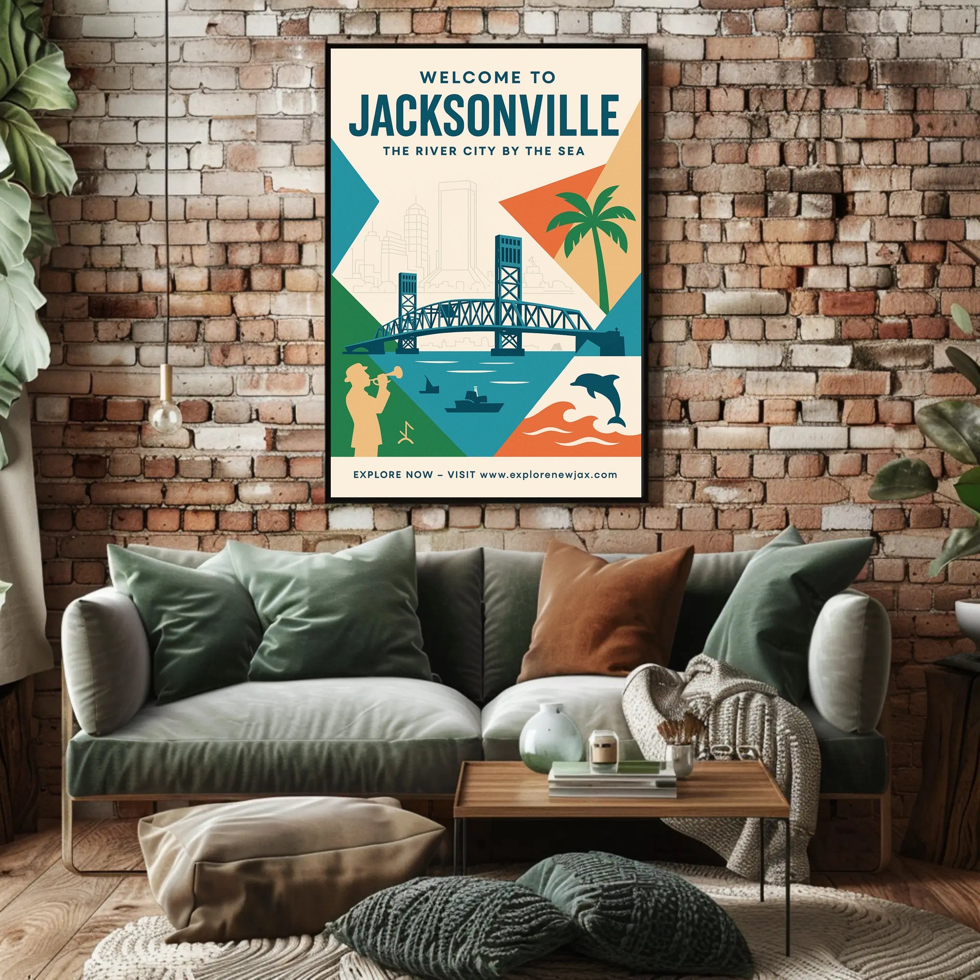 Jacksonville Cityscape Travel Poster PosterGoat