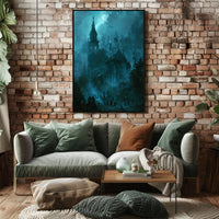 Gothic Church and Graveyard Eerie Landscape Poster PosterGoat