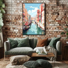 Venetian Canal Beauty Explored in Travel Poster