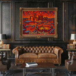 Detroit, Michigan Vibrant Cityscape Poster