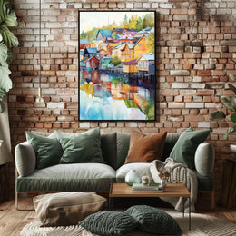 Finland Porvoo Old Town Colorful Houses Poster