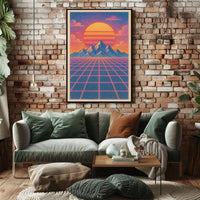 Retro-Futuristic Sunset Vaporwave Artistic Poster