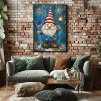 patriotic gnome holding a sparkler Poster