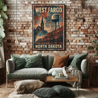 West Fargo Nostalgic Americana Travel Poster