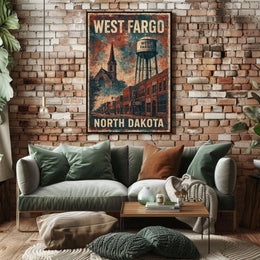 West Fargo Nostalgic Americana Travel Poster