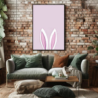 Bunny Ears Poster Minimalist Pink Nursery Wall Art