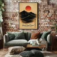 Great Sand Dunes Art with Vintage Japanese Style - National Park Poster