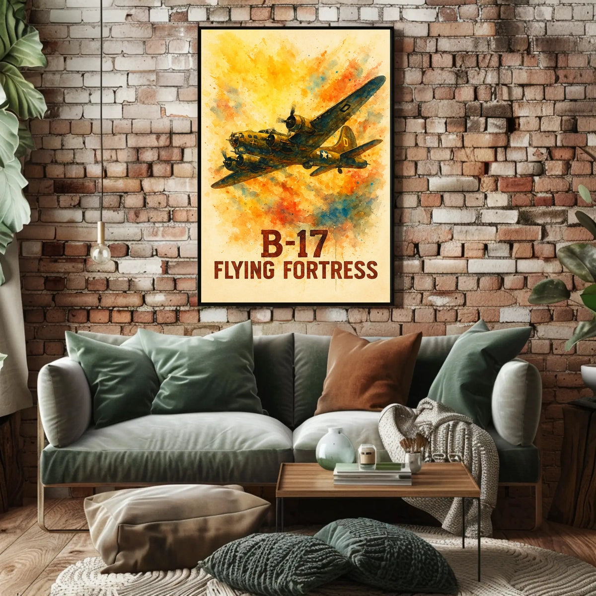 B-17 Flying Fortress Vintage Aviation Art Poster