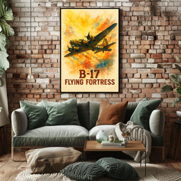 B-17 Flying Fortress Vintage Aviation Art Poster