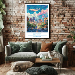 Denver Skyline Vibrance: Modern Urban Cityscape Poster