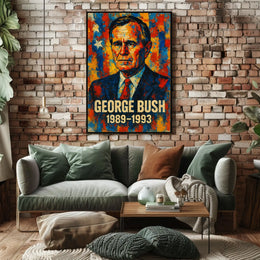 George H. W. Bush 41st President of the United States Glitch Hop Art Poster