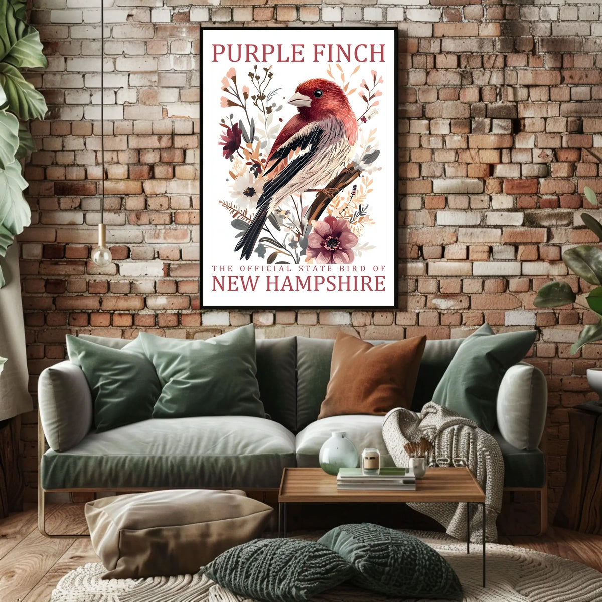 Purple Finch State Bird Art Poster Print