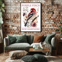Purple Finch State Bird Art Poster Print
