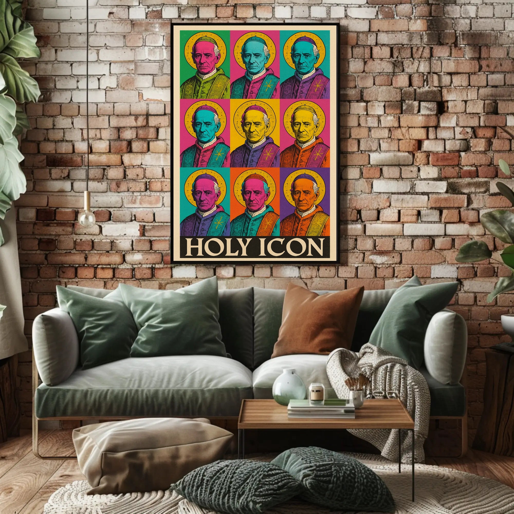 Pope Leo in Pop Art Style: Vibrant Religious Icon Poster