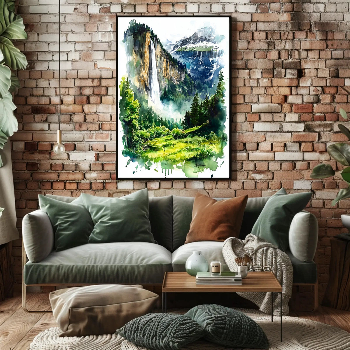 Switzerland Lauterbrunnen Valley Waterfall View Poster