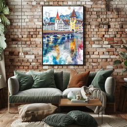 Lucerne Chapel Bridge And Old Town Switzerland Poster