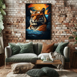 Tiger in Tropical Paradise Wall Art - Animal Poster