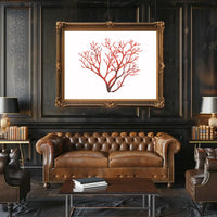 Red Coral Branch Minimalist Art Poster Print