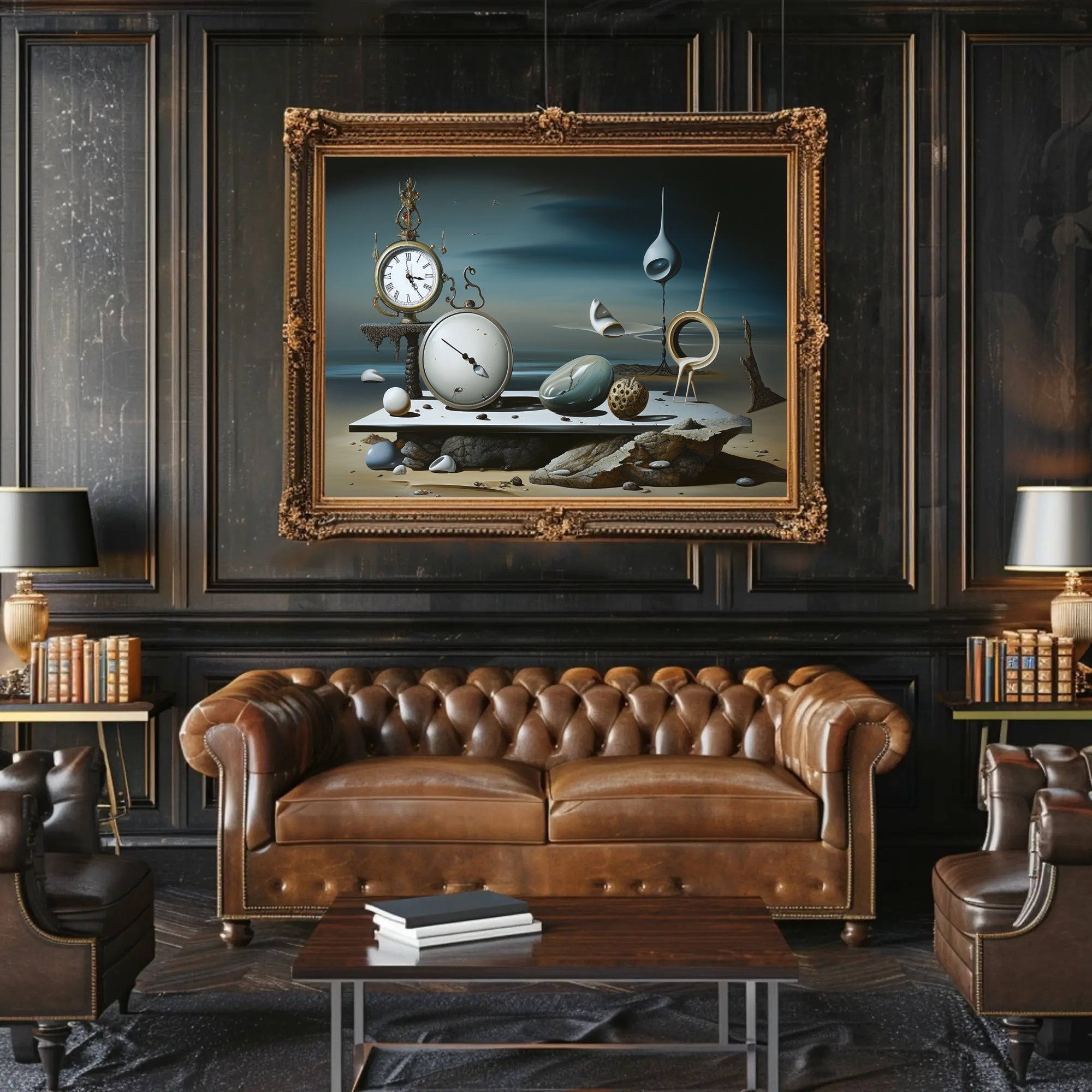 Surrealistic Dreamscape with Captivating Timepieces Abstract or Artistic Poster