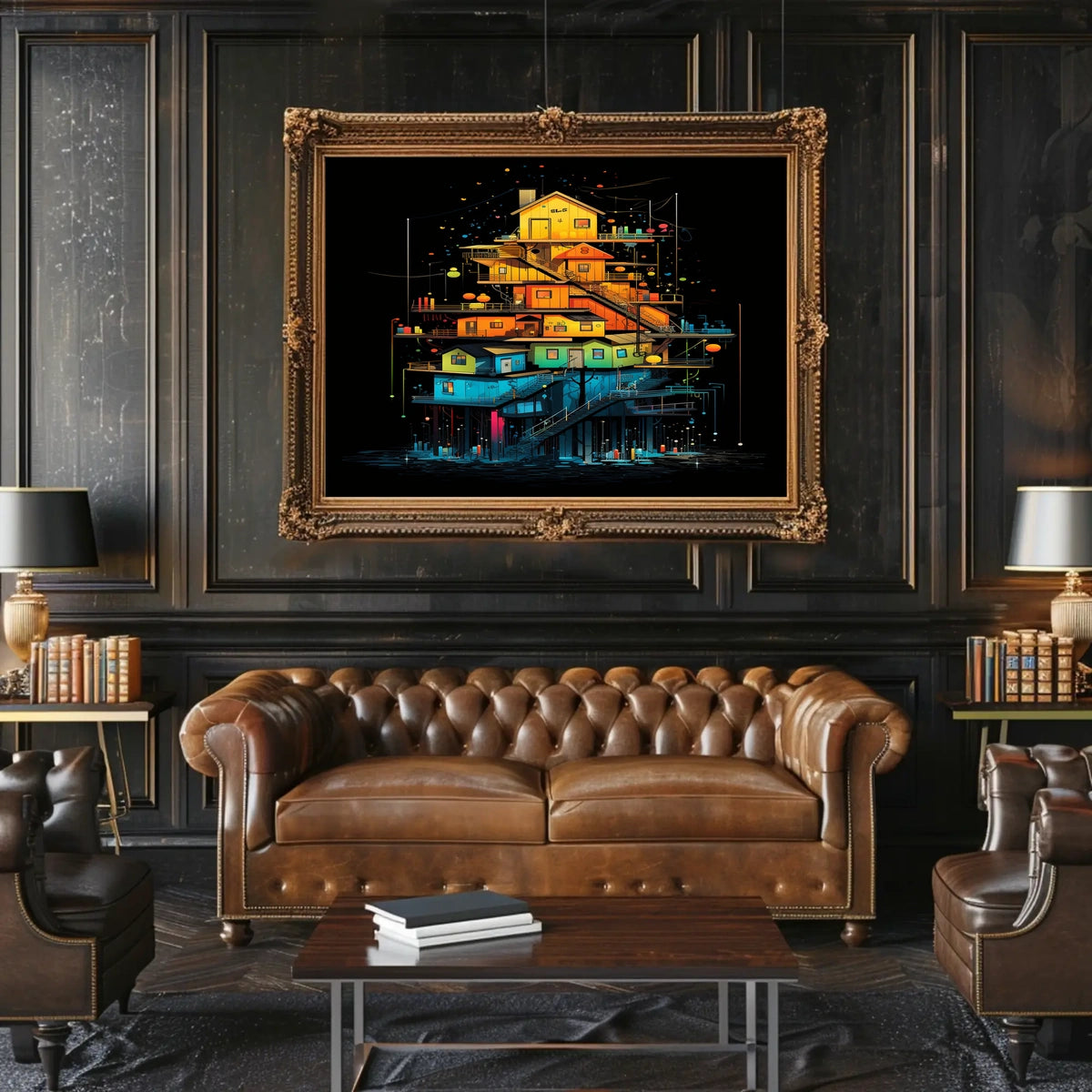 Colorful Stacked Houses Poster