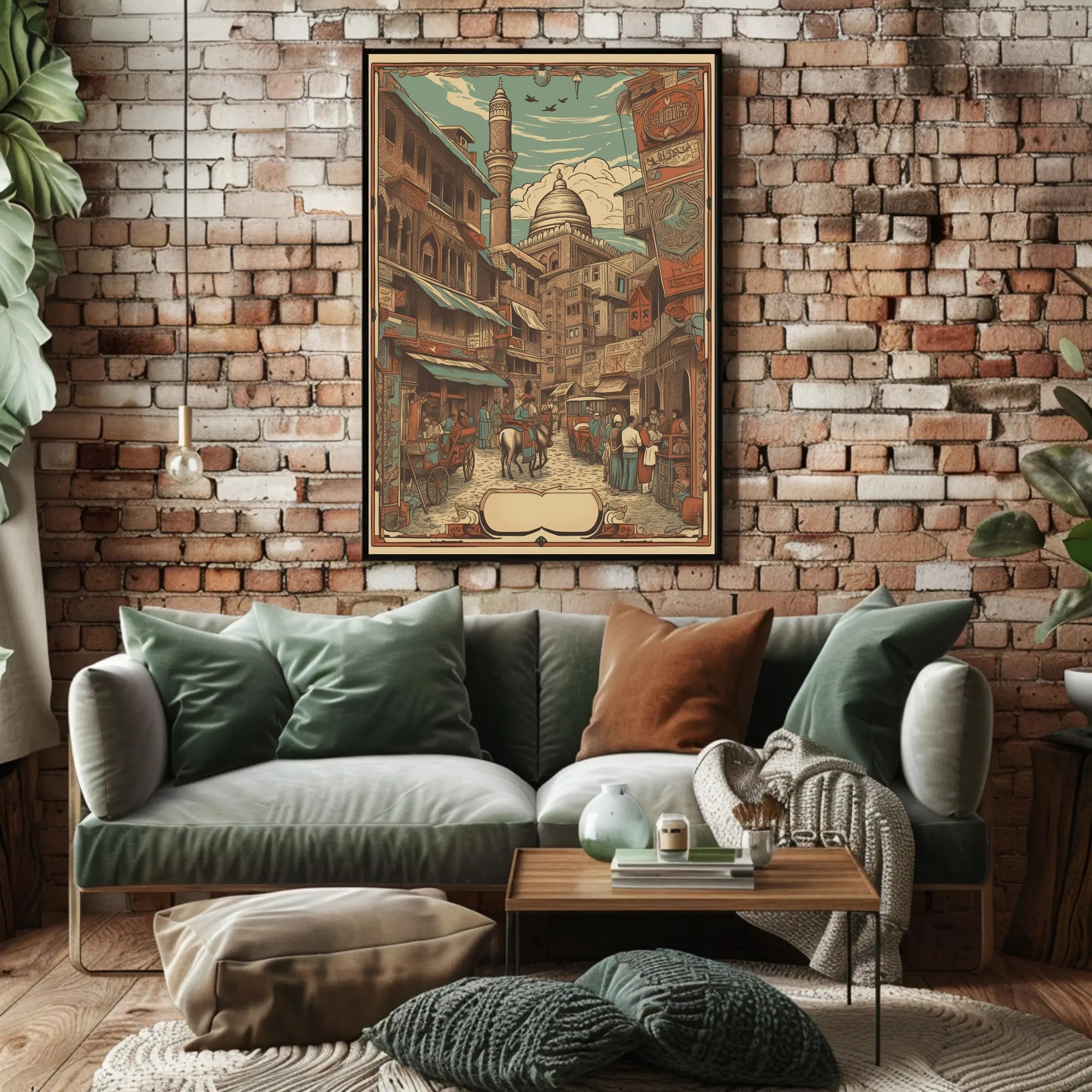 Vintage Market Scene Poster