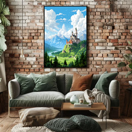 Fantasy Castle Adventure: Whimsical Landscape Art Print
