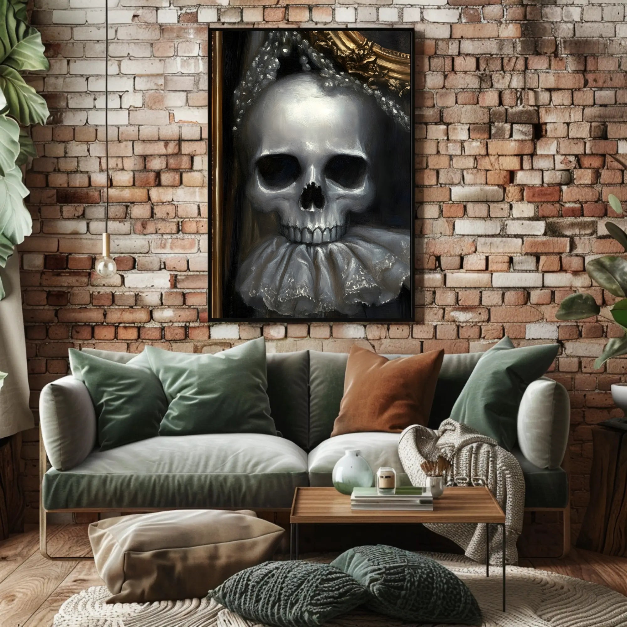 Eerie Skull with Ornate Collar: Abstract or Artistic Poster PosterGoat