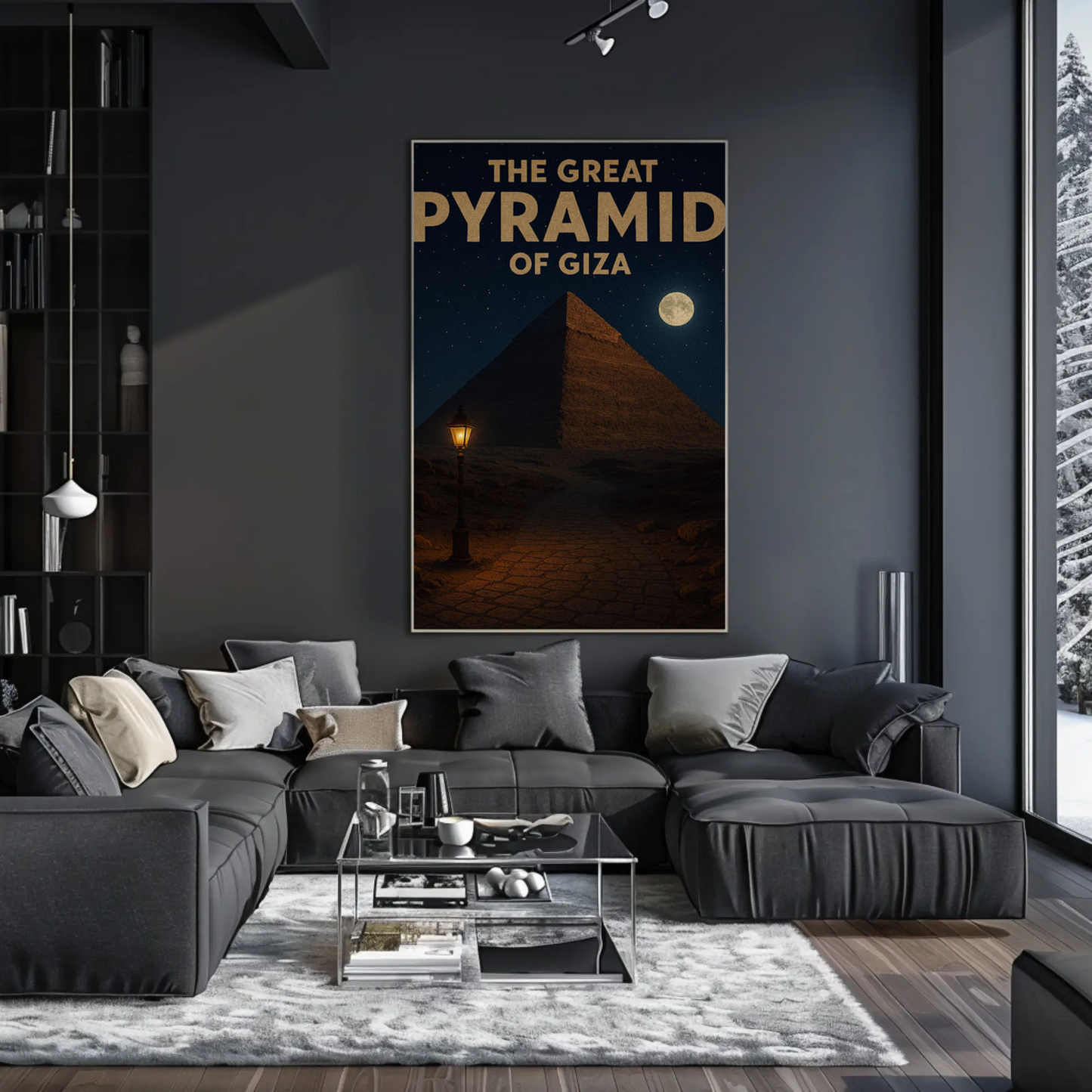 Great Pyramid of Giza Moonlight Travel Poster
