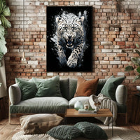 Fierce Roaring Leopard Dynamic Art Poster Print