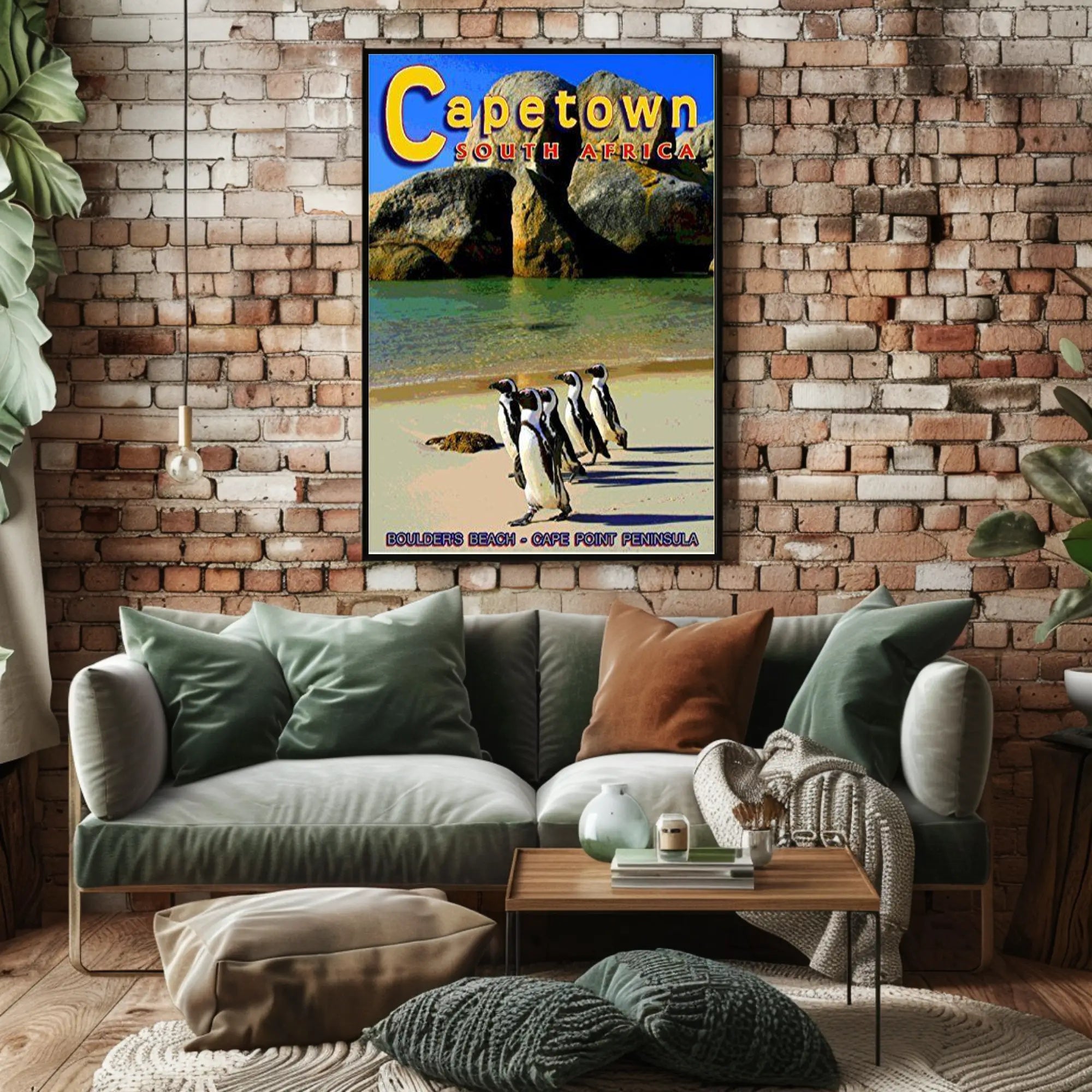 Boulder's Beach Penguins Travel Poster PosterGoat