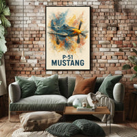 P-51 Mustang WWII Vintage Aviation Art Poster