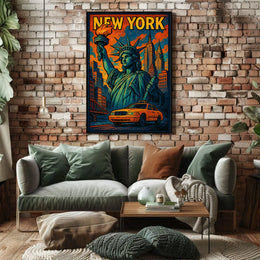 New York Vibes Poster Cityscape Wall Art Print 18x24