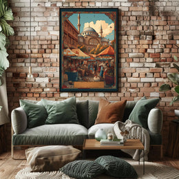 Bustling Market Scene Poster
