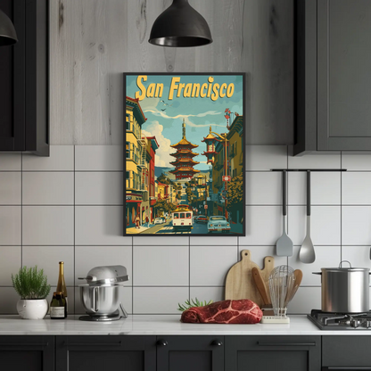 Vintage Travel Poster - San Francisco Chinatown
