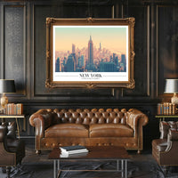 New York City Skyline Illustration Poster Modern Wall Art