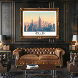 New York City Skyline Illustration Poster Modern Wall Art