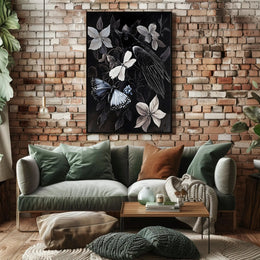 Monochrome Magpie Art Vintage Animal Poster PosterGoat