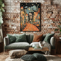 Dancing Skeleton Joyful Starry Night Whimsical Poster