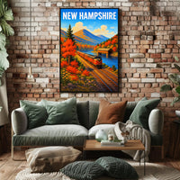 New Hampshire Autumn Train Journey Poster PosterGoat
